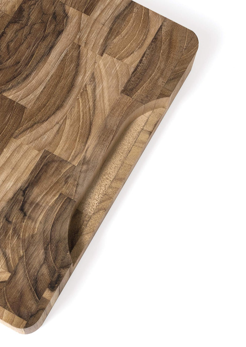 Lipper International 7217 Teak 6" End Grain Cutting Board with Cut Out Handles - Image 4